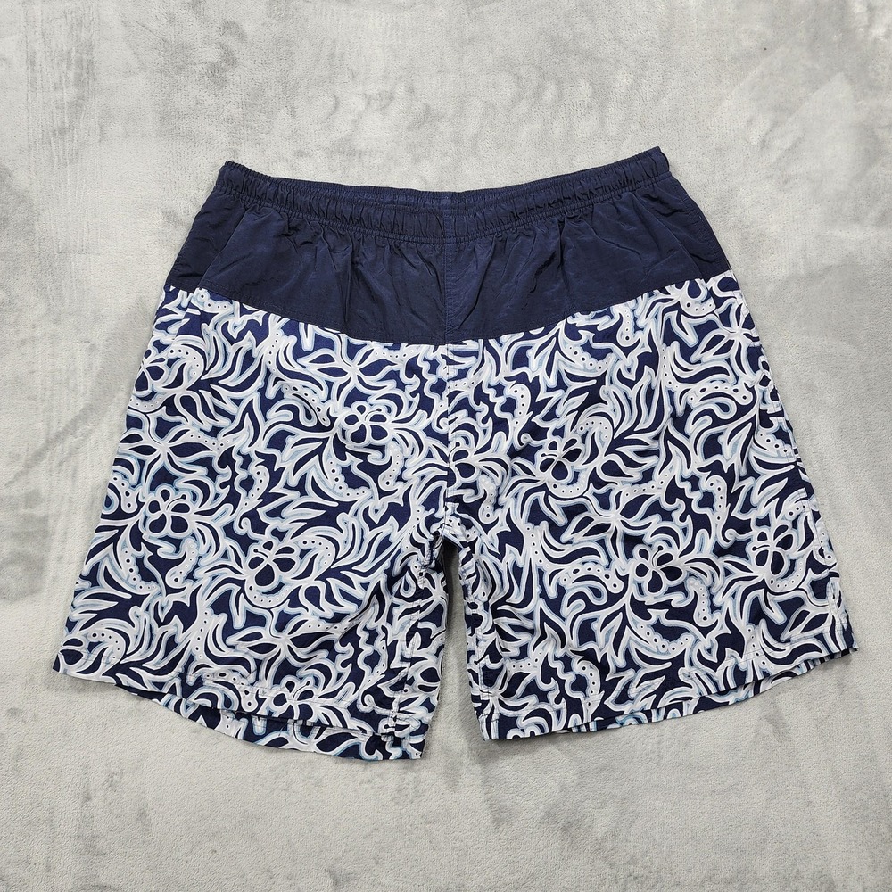 Cherokee Swim Trunks Mens 2XL Blue Floral Hawaiian Lined Pockets Beach Summer
